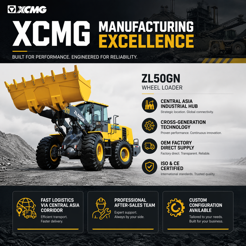 XCMG ZL50GN 5 टन फ्रंट एंड व्हील लोडर 3.2m³ बकेट कंस्ट्रक्शन हेवी ड्यूटी लोडर